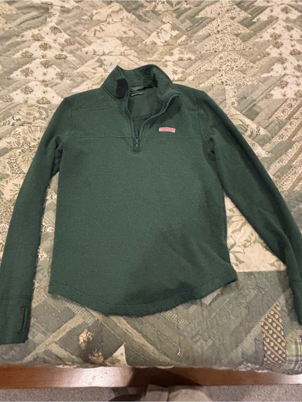Vineyard Vines Dark Green Quarter-Zip Fleece Pullover